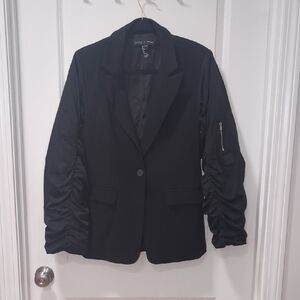 Barneys New York Black Blazer with Ruched Sleeves